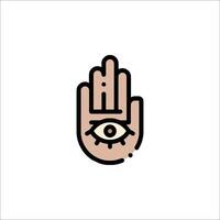 A hand with an eye on it, with a symbol of a hamsa vector