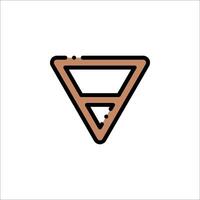 A triangle with a black and brown outline vector