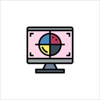 A computer monitor with a pie chart on it vector