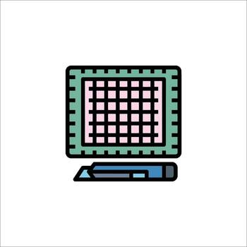 A computer screen with a grid on it vector