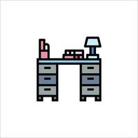 Desk with lamp and desk icon vector