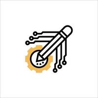 A pen and a clock icon on a white background vector