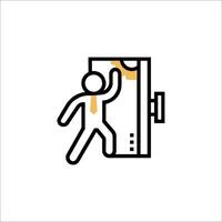 A man is opening a door with a key icon vector