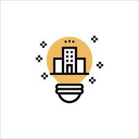 A light bulb with a building inside it vector