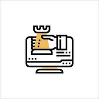 A hand holding a computer mouse and a bag of money vector