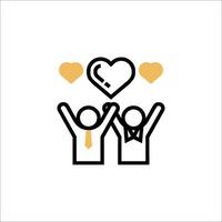 Two people holding hands with hearts in the middle vector