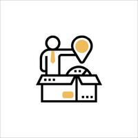 A man is standing on top of a box with a map marker vector