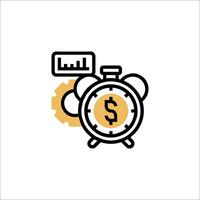 A clock and dollar sign icon on a white background vector
