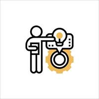 A man holding a light bulb with a gear on it vector