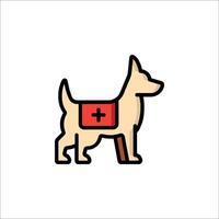 A dog with a first aid kit icon vector