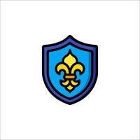 A blue shield with a yellow fleur de lis on it vector