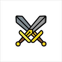 Two crossed swords icon in a line style vector