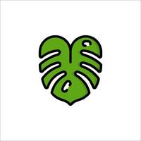 A green monstera leaf icon on a white background vector