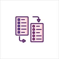 A purple icon with a check box and a button vector