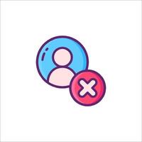 A person with an x and a circle icon vector