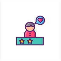 A person with a heart on a five star rating icon vector