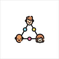 A triangle with people and a circle with a circle vector