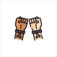 Two fists with colorful bracelets on them vector