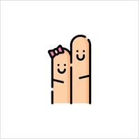Two fingers with a bow on them, one is holding a bow vector