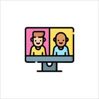 Two people are sitting on a computer screen vector