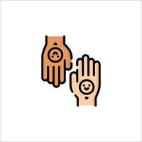 Two hands with a smiley face on them vector