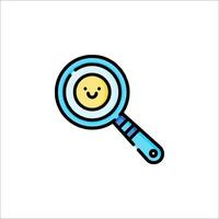 A magnifying glass with a smiley face on it vector