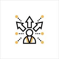 A person with arrows pointing up and down vector