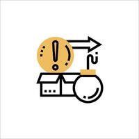 A line icon of a box with a clock and an arrow vector