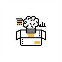 A brain inside a box with a light bulb vector
