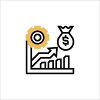 A line icon of a business graph with a dollar sign vector