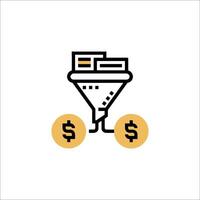 A funnel with money and a dollar sign vector