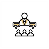 A man with a microphone and a speech bubble icon vector