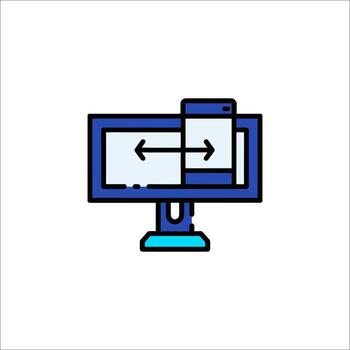 A computer monitor with a phone on it vector