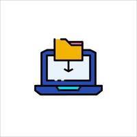 A laptop with a folder icon on it vector