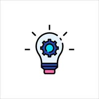 An idea light bulb icon with gears inside vector