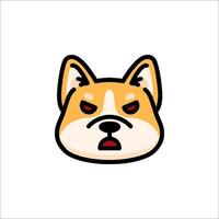A cartoon dog head with an angry expression vector
