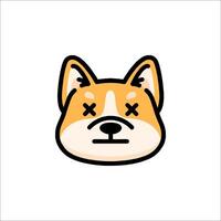 A cartoon dog with a cross on its face vector