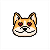 A cartoon dog with a heart on its face vector