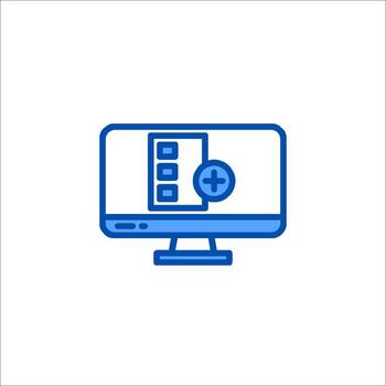 A computer monitor with a plus sign on it vector