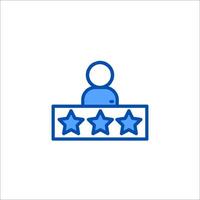 A customer is standing in front of a five star rating icon vector