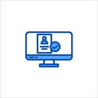 A computer monitor with a check mark on it vector
