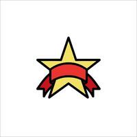 A star with a red ribbon around it vector