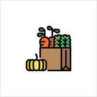 A grocery bag with vegetables and a pumpkin vector
