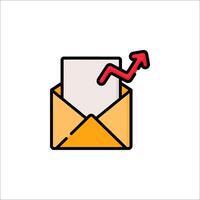 Email envelope icon with arrow and paper vector