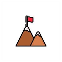 A mountain with a flag on top and a red flag vector
