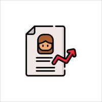 A woman is holding a document with an arrow pointing up vector
