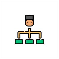 A man is standing on a line with a green arrow vector