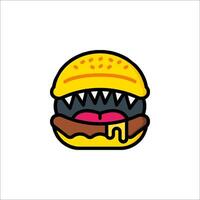 A hamburger with a big mouth and teeth vector