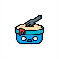 A blue bowl with a fork and spoon in it vector