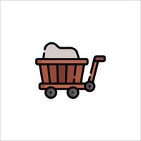 A cart with a dog inside it on a white background vector